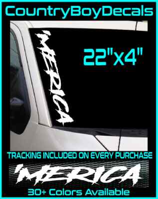 #MERICA Vertical Windshield VINYL DECAL Sticker DIESEL Truck Car MERICA USA Flag