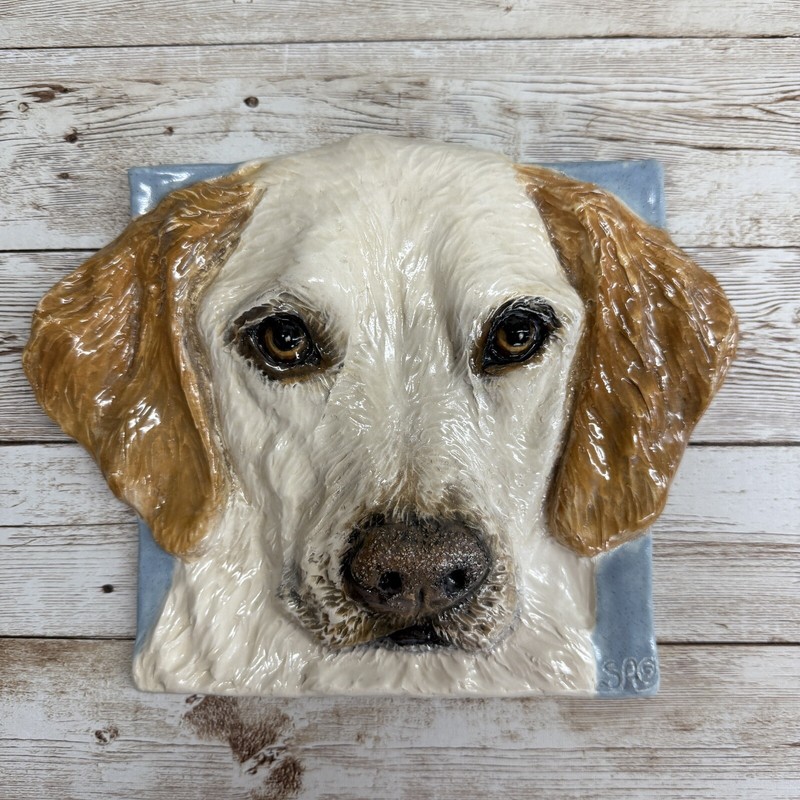 Labrador Retriever Yellow Dog Ceramic Tile Handmade 3d Pet Portrait Alexander
