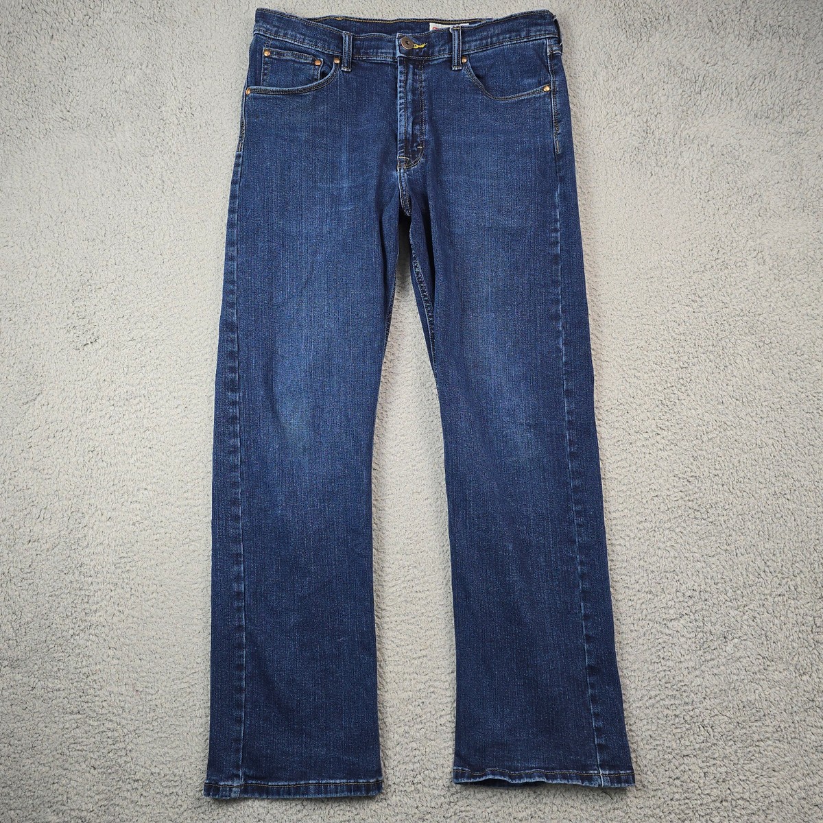 Wrangler Jeans Mens 34W x 32in Blue Relaxed Bootcut DENIM Dark