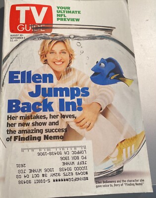 TV GUIDE Magazine AUGUST 30 - SEPTEMBER 5 2003 Ellen DeGeneres NFL~ FREE SHIP!