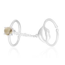 Citrine Gemstone 925 Sterling Silver Lips Design Double Finger Ring Jewelry