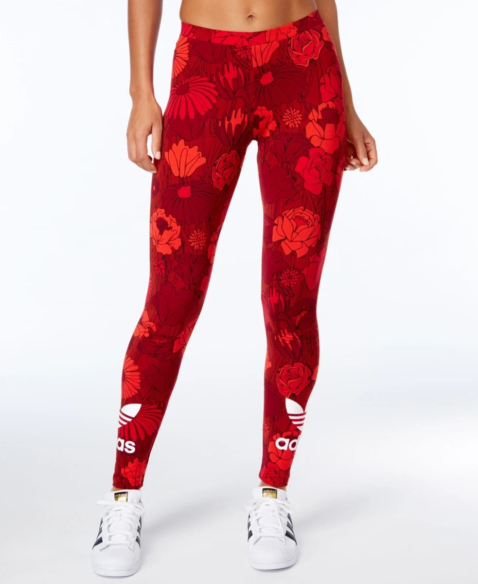 ADIDAS Women's Red Floral Legging Size Small RARE!