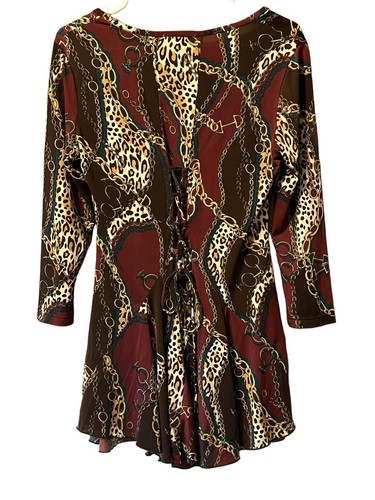 Dressbarn Multicolor Print Stretchy Dress Chain Design Size Small Classic City - Picture 2 of 13