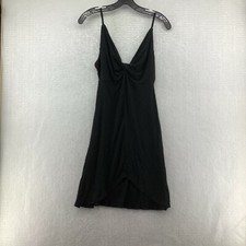 Volcom Womens Mr Twister Wrap Neck Knee Length Flowy Black A Line Dress Size S 