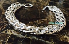 925 Sterling Silver Bracelet Chain Link 8" CUSTOM DESIGNED NEW Bangle Cuff USA