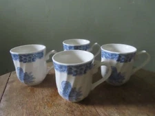 4 Queen's / Myott Thanksgiving Blue Turkey Mugs - Unused