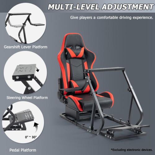 Minneer Driving Sim Cockpit Frame Con Sedile Rosso/Nero Compatibile Per Stand - Photo 10/18