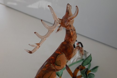 Glasfigur groß Hirsch Hunde Jagdhund mundgeblasen Lauscha Thüringen Bimini Glas - Bild 8 von 8