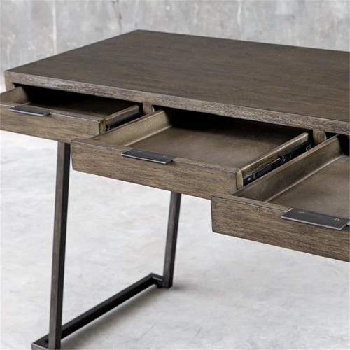 Uttermost Comrade Contemporary Wood and Metal Desk in Woodtone Gray - Picture 7 of 9