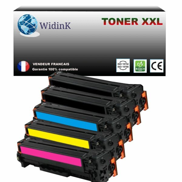 Pack de 4 toners CF540X recyclés pour imprimantes HP Color LaserJet Pro M281fdw et M280nw