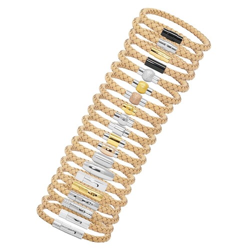 Mens Black Braided Leather Bracelet In Stainless Steel - Day's Jewelers - Foto 5