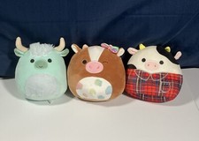 Lot of 3 Original Squishmallows Cows KellyToy Plush Toys Clean
