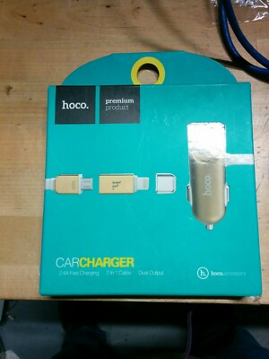 HOCO Premium Product CARCHARGER 2.4A Fast Charging 2 IN 1 Cable Dual Output.