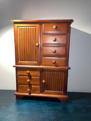 Vintage Mele Tall Wooden Jewelry Box with Seven Drawers and - Main Image