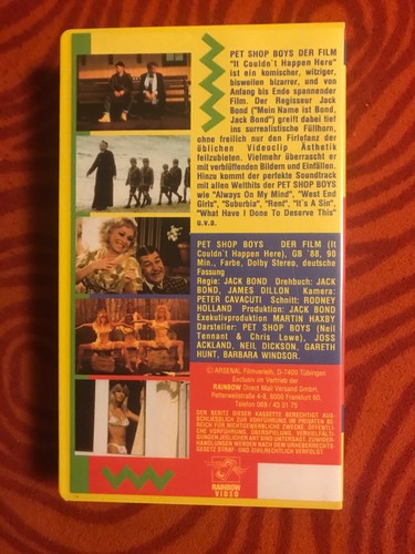 PET SHOP BOYS Der Film DEUTSCH It couldn't happen here VHS no DVD MUSIK FILM rar - Bild 2 von 3