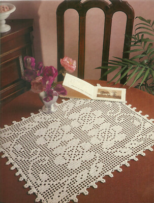 Floral Foursome Table Mat Doily Crochet Pattern INSTRUCTIONS 