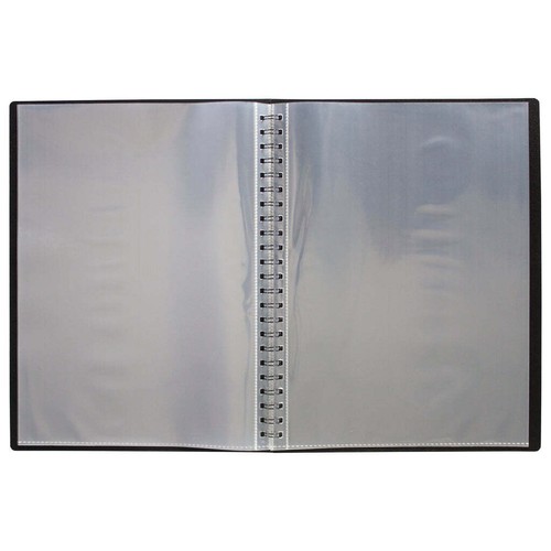 Eco-Eco Spiral Plastic Display Book A5 Fold Flat 20/40/60 Pockets Black - Picture 3 of 9