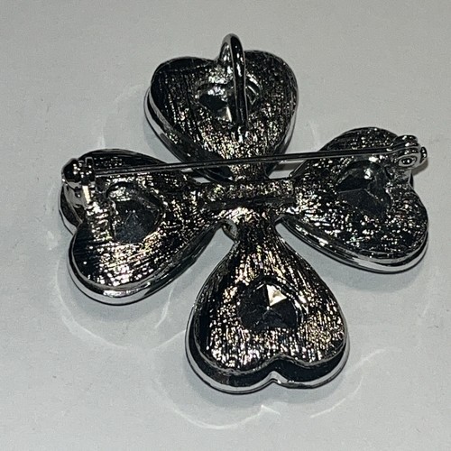 Emerald Color Dark Green Pendant Brooch Four Leaf Clover Shamrock Brooch Irish - Picture 5 of 5