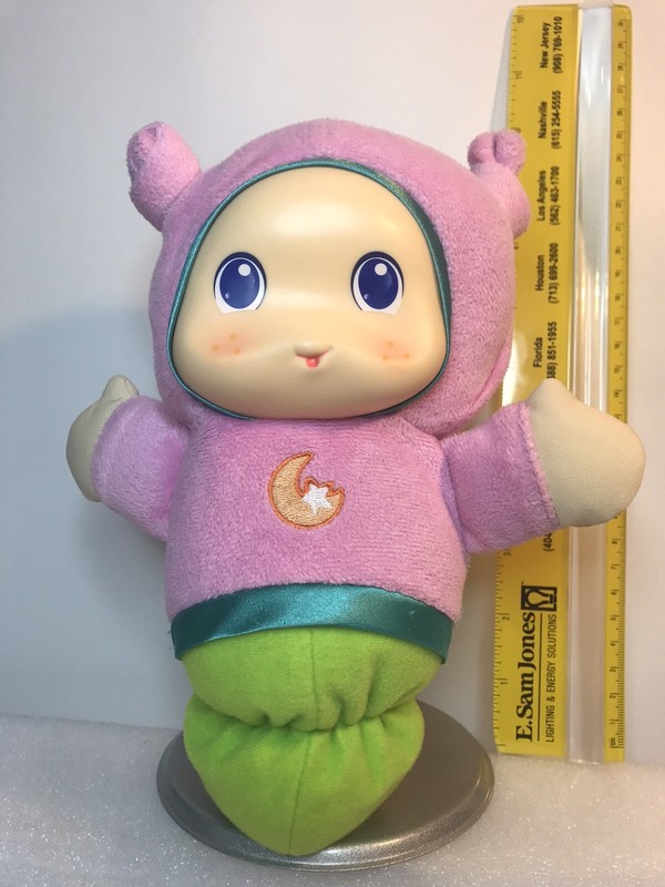 Playskool Hasbro Lullaby Gloworm - Pink & Green Musical Glow worm 9" Plush 2009