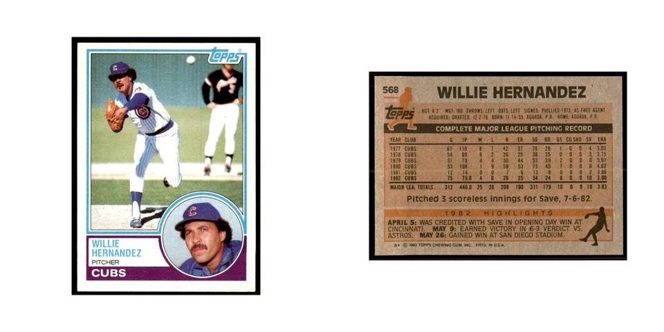 1983 Topps Willie Hernandez Baseball Cards #568 - Image 3 of 3