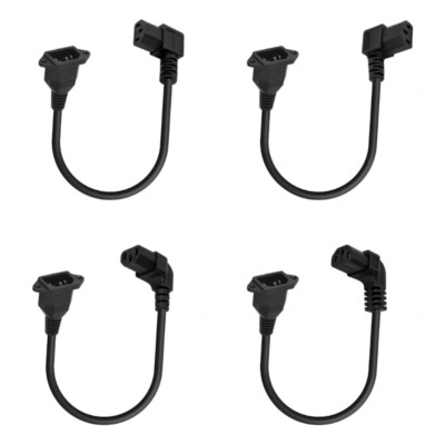 90 Degree C13 Female to C14 Male with Screw Hole Adapter Extension Cord IEC320