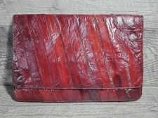 Vintage Burgundy Red Eel Skin Clutch Purse Bag No Strap