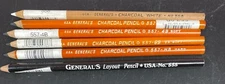General's Charcoal Pencils 2B HB 4B 6B White Layout 555 Lot of 6