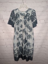 Anthony Richards Green Floral Pullover House Dress Pockets NightGown Size L