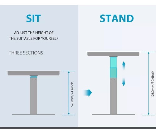 【DE】3 Secciones Negro Eléctrico Altura Ajustable Mesa Soporte Sentar Escritorio Oficina Estudio - Imagen 3 de 11