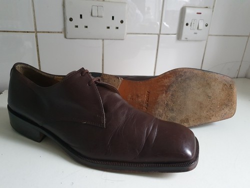 AUDLEY DESIGNER UK 9 EU 43 MENS DARK BROWN LEATHER FORMAL DRESS DERBY SHOES - Imagen 8 de 14