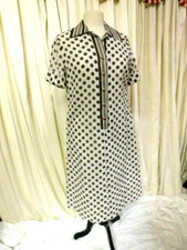 Vintage White w Brown Polka Dots Sheer Cotton Day Dress  