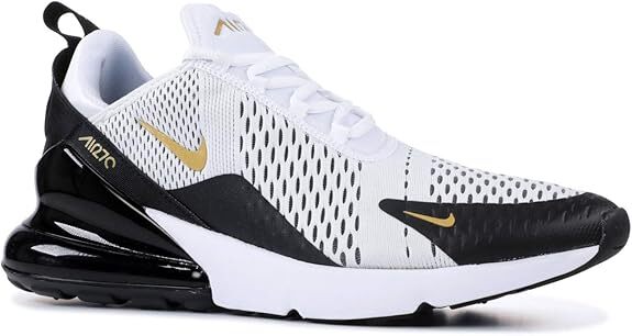 Mens Nike Air Max 270 White/Metallic Gold-Black (AV7892 100)