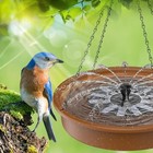 New Hanging Bird Bath With Solar Fountain Pump Basin For Bird Bath Feeder Garden