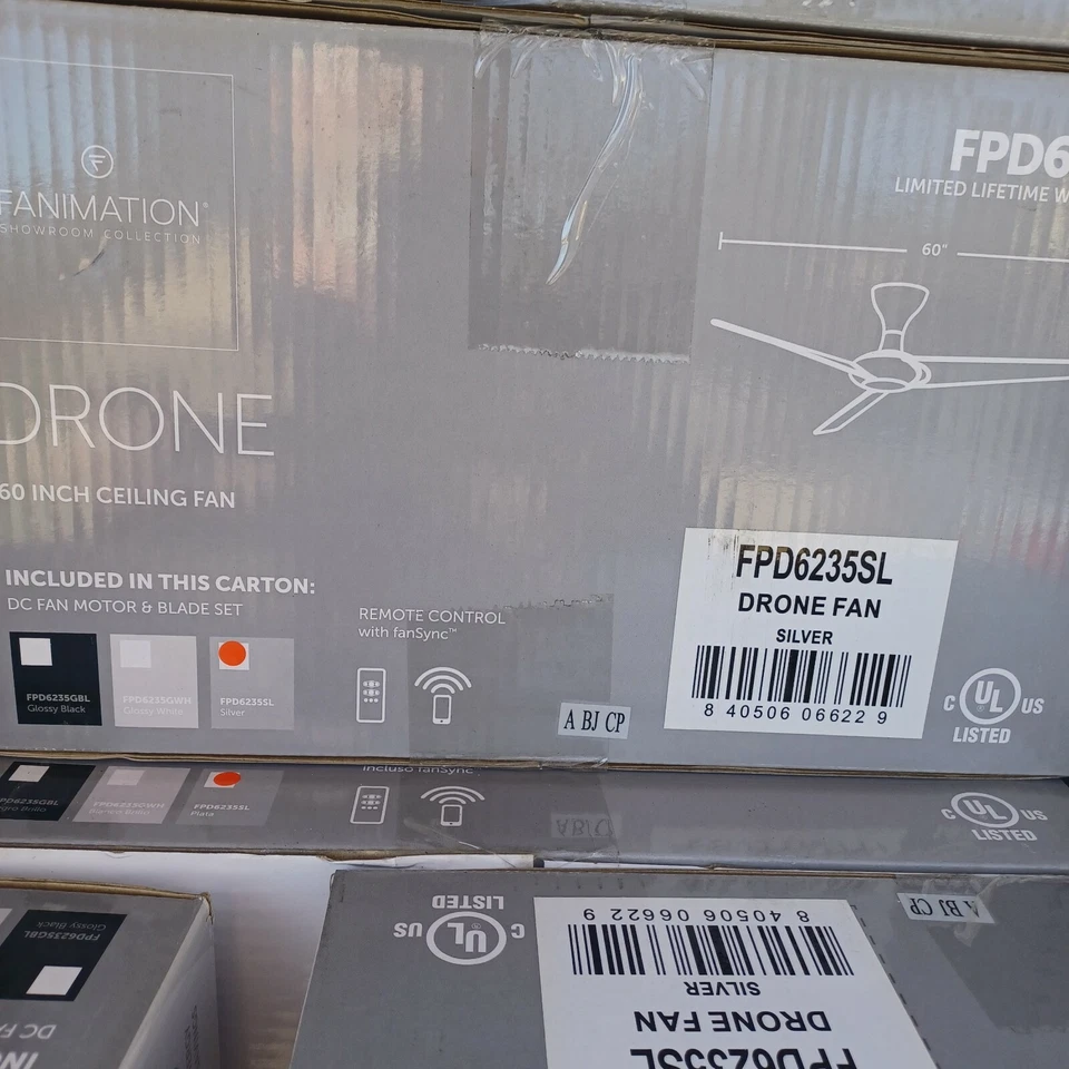 Fanimation Drone 60" Smart Ceiling Fan Indoor Outdoor Silver with Remote - Image 3 of 3