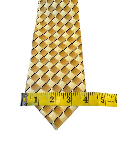 Arrow Neck Tie 4" Wide 61" Long Brown 100% Imported Silk Checkered - Picture 5 of 7