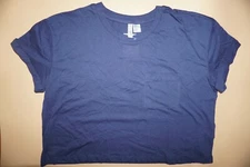 BRAND NEW WOMENS H&M CROP TOP NAVY BLUE SIZE MEDIUM WITH SMALL POCKET