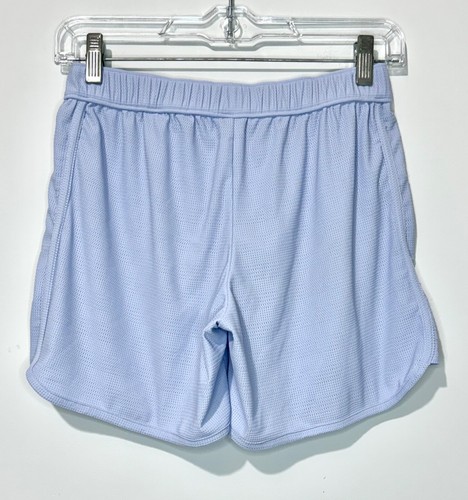 Athleta Girl Shorts L 12 Grayish Blue Pockets Breathable Elastic Waist Logo - Picture 2 of 6
