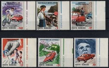 Romania 1987 TRAFFIC SAFETY-  SIGNS, cars, bicyles MNH, OG+ margin