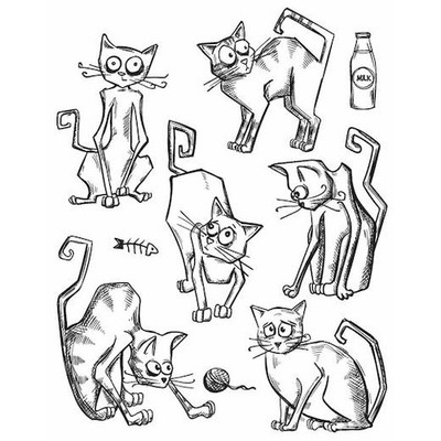 Tim Holtz Cling Rubber Stamps - Crazy Cats CMS251