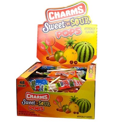 Charms Pops, in 5 Assorted Sweet/Sour Flavors, 0.6 Ounce (Pack of 48)