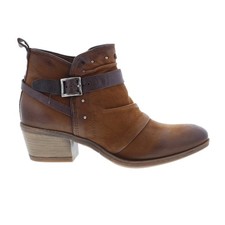 Miz Mooz Karima Womens Brown Leather Zipper Ankle  Booties Boots