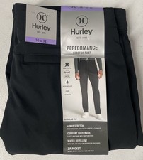 NEW HURLEY Men's Performance Stretch Pants Regular Fit Water Repel 30x32 BLACK