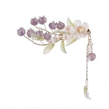 Women's Vintage Side Hair Clip Purple Lily of the Valley Traditional Costumes
