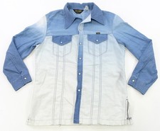 Rare Vintage WRANGLER Contrast Denim Western Pearl Snap Shirt 70s Made USA Blue