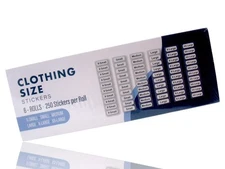 Clothing Size Sticker Labels 6-Sizes 6-Rolls 250 Stickers Per Roll 1500 Pcs. New