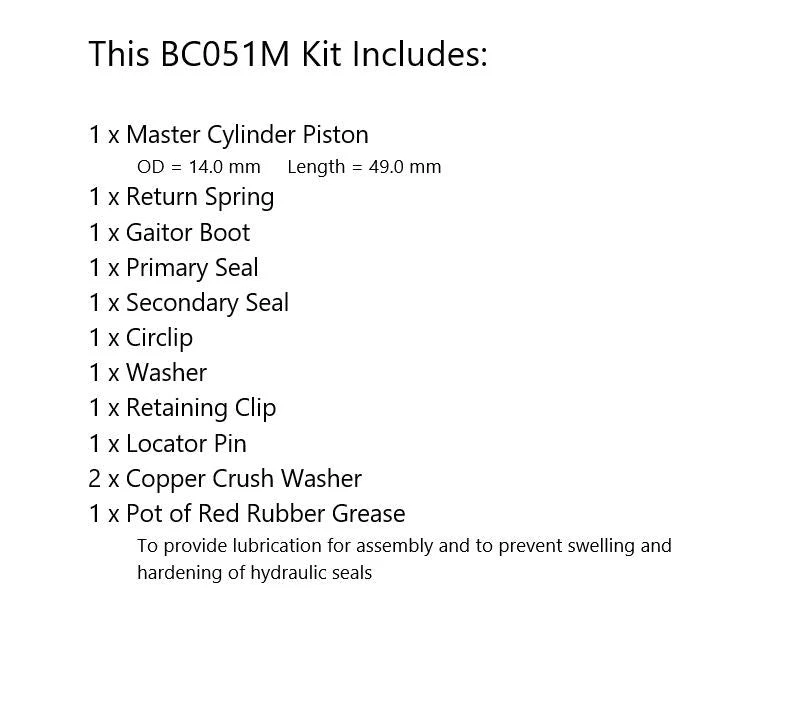 Master Cylinder Repair Kit for 1990-1993 Suzuki VX800 Front - Image 2 of 4