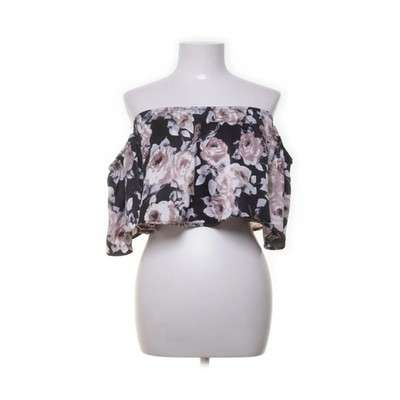 Lock & Key, Crop Top, Größe: S, Schwarz/Mehrfarbig, Polyester, Blumen #rcf