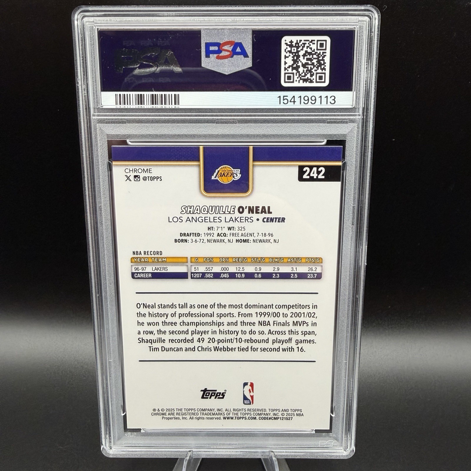 Shaquille O'Neal 2025 Topps Chrome Gold Geometric PSA 10 GEM MT #242 /50 POP 1 view 2