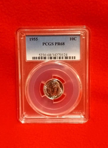 1955 PROOF ROOSEVELT DIME PCGS PR-68