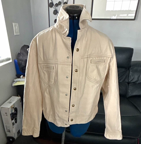 Vintage 1970s Lee Westerner Jacket Mens L 44R  Beige Moleskin Made in USA - product listing photo